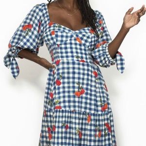 Farm Rio Midi Dress Pitanga Vichy Blue.